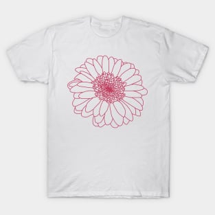 Viva Magenta Gerbera Floral Line Drawing Color of the Year 2023 T-Shirt